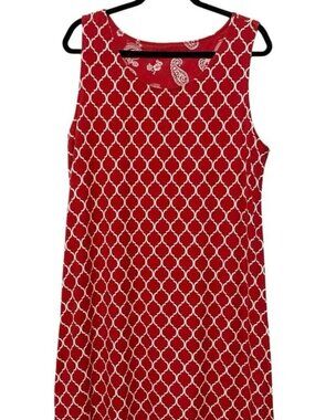NWOT Kim Rogers Size Large Reversible Dress Red White Sleeveless Paisley Print